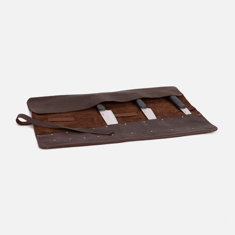 Leather Knife Roll - Chocolate