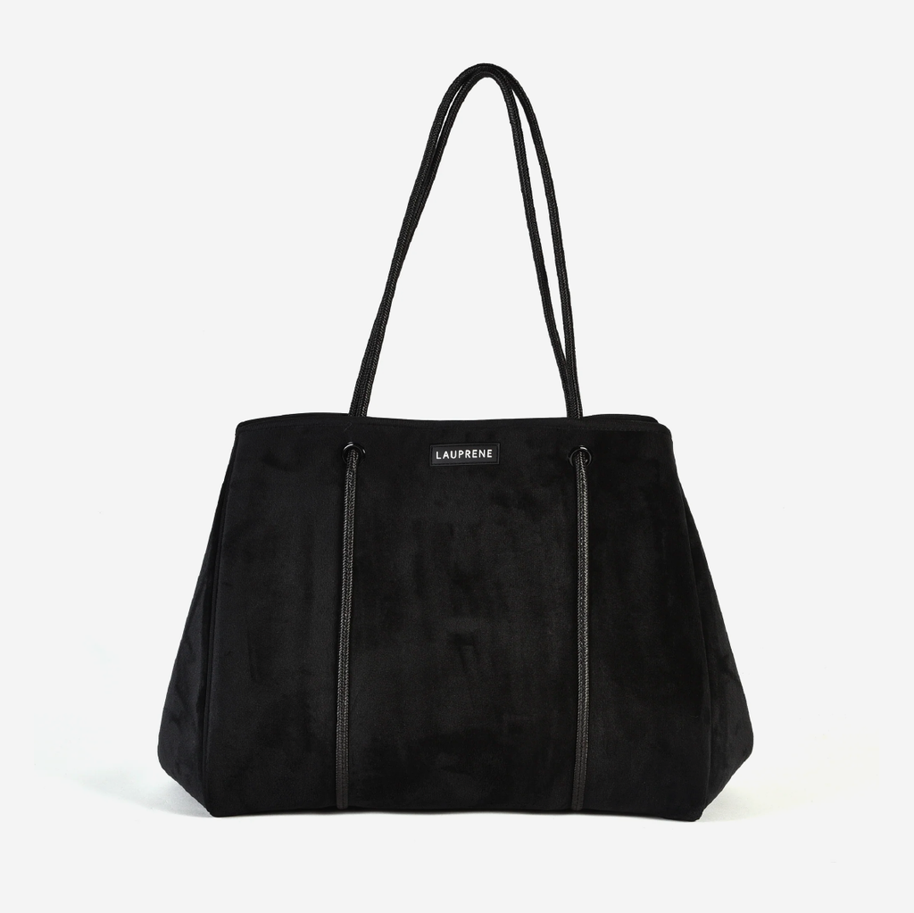Neoprene Velvet Tote Bag - Black