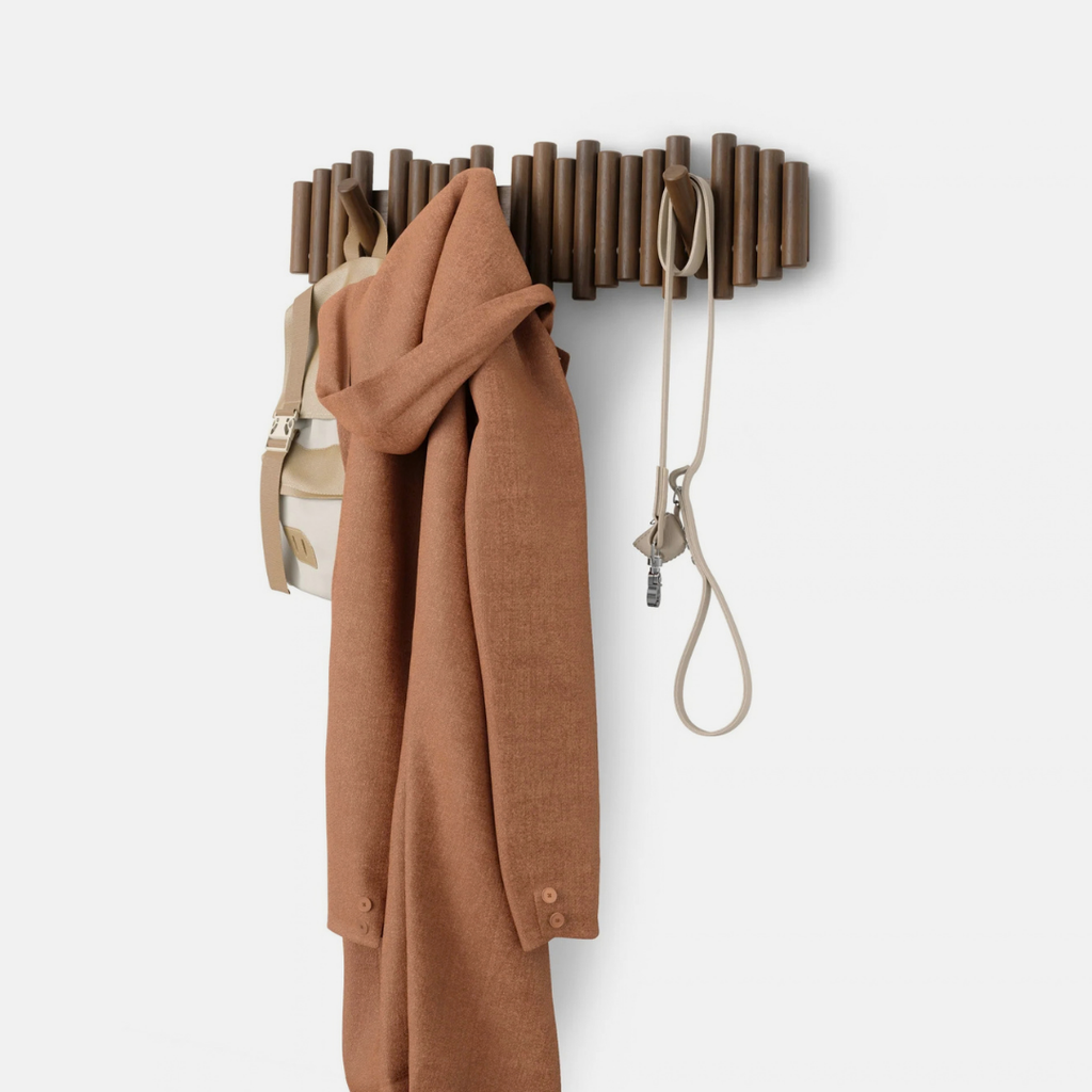 Picket Rail Wall Hook - Walnut (8-Hook)