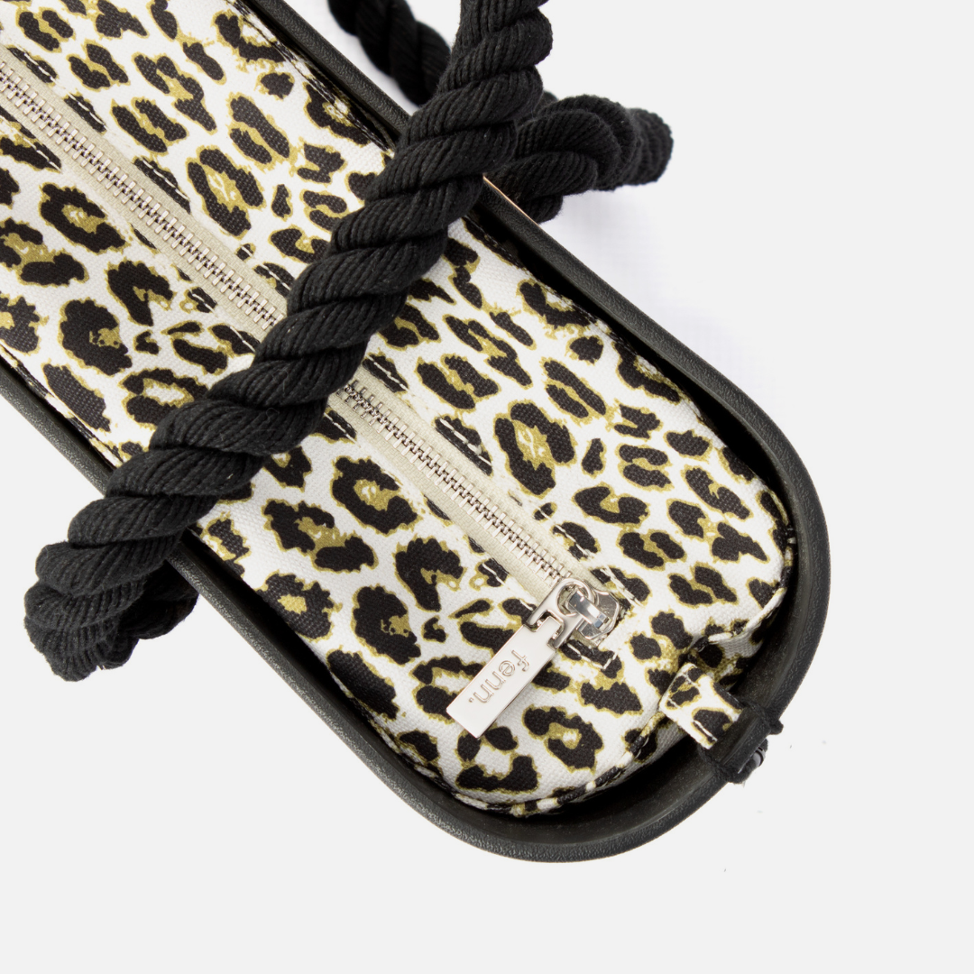 Original Handbag - Black - Leopard Print Inner - Black Rope