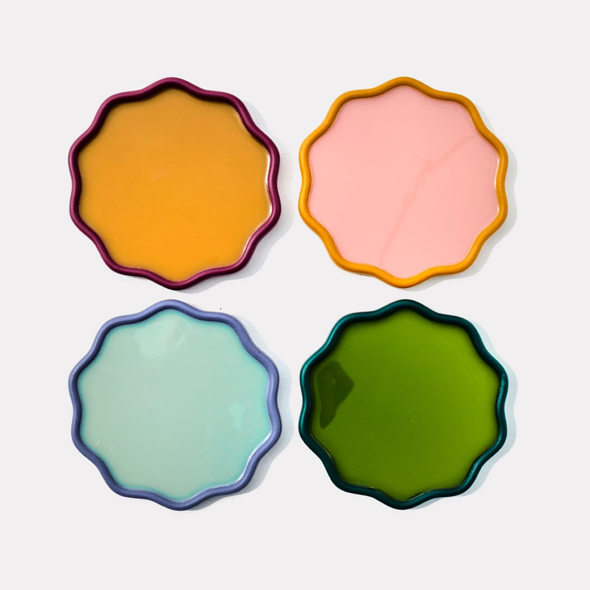 Set Of 2 Wavy Coasters - Avocado