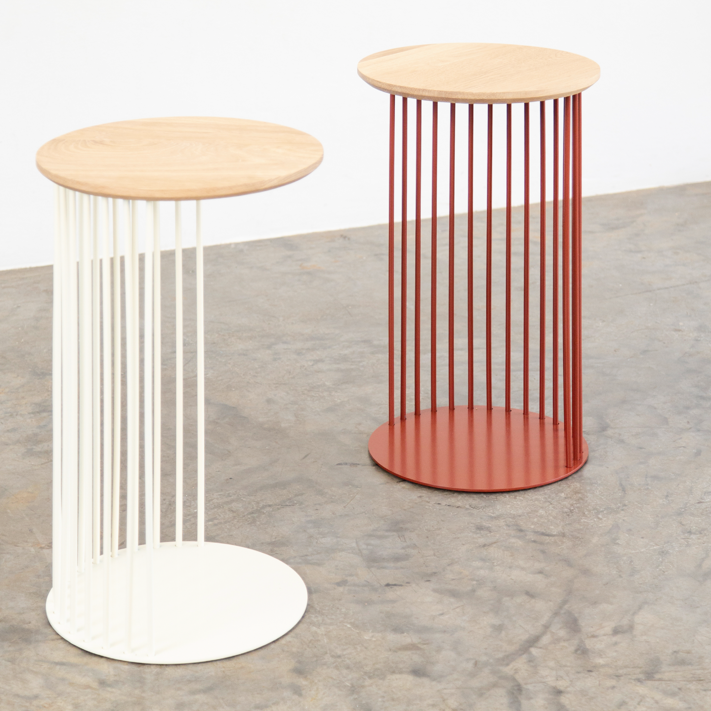 Spine End Table Cream + Wood