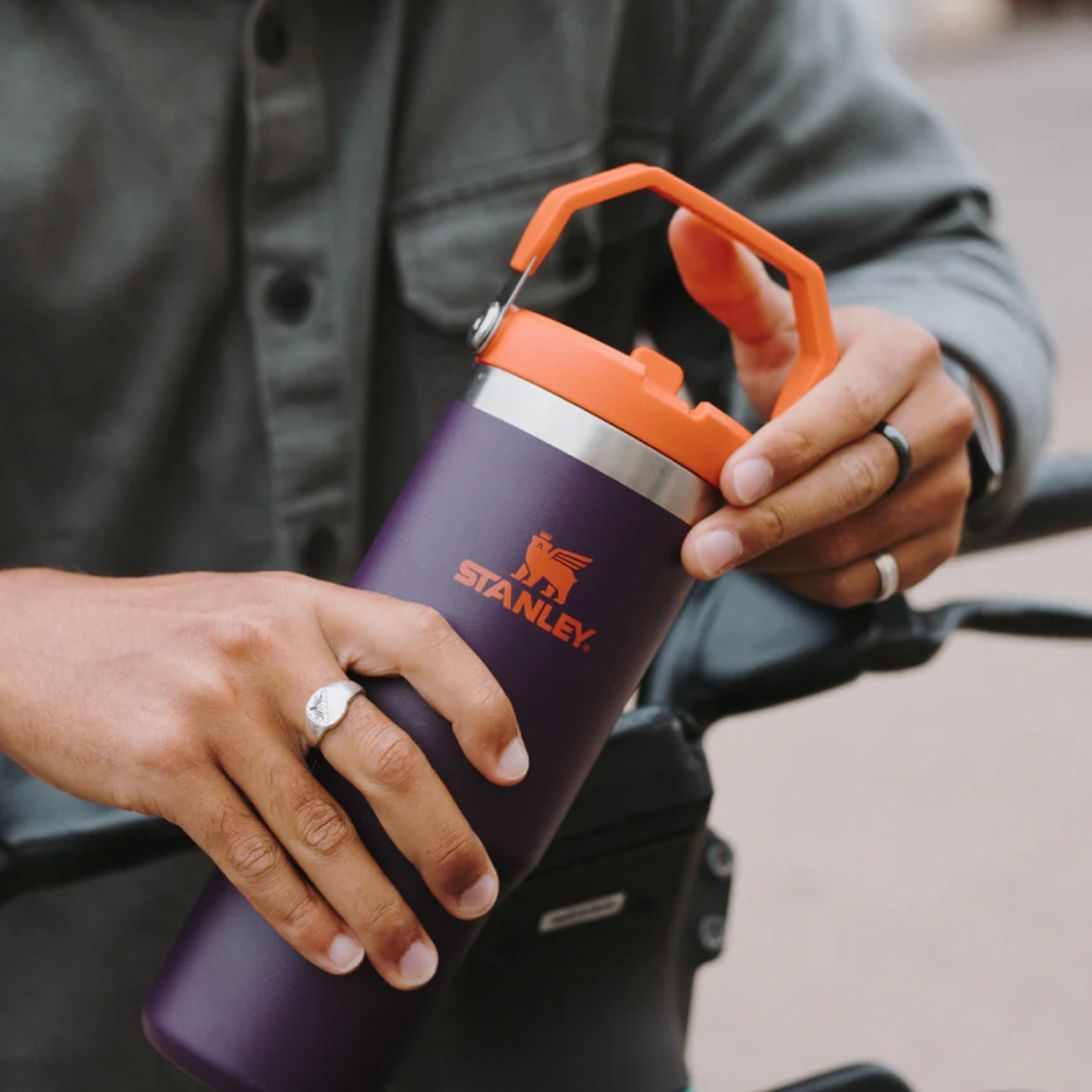 The IceFlow Flip Straw Water Bottle 890ml - Plum