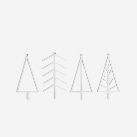 Scandi Tree Christmas Ornaments - Set Of 4