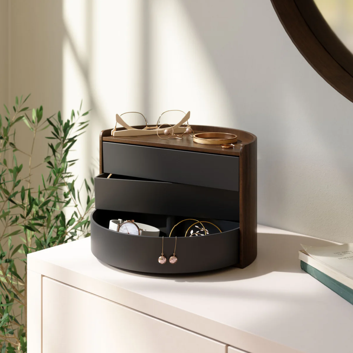 Moona Storage Box - Black & Walnut