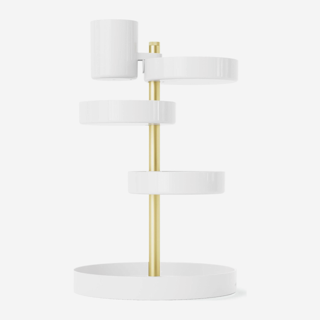 Pirouette Cosmetic Organiser - White & Brass