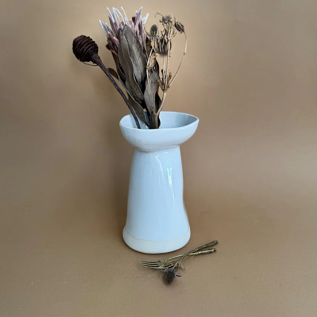 Muwuyu Stemmed Vase - Gloss White