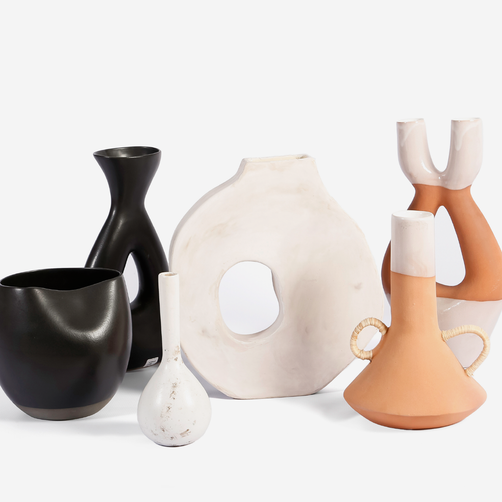 Flask Vase With Raffia Handles