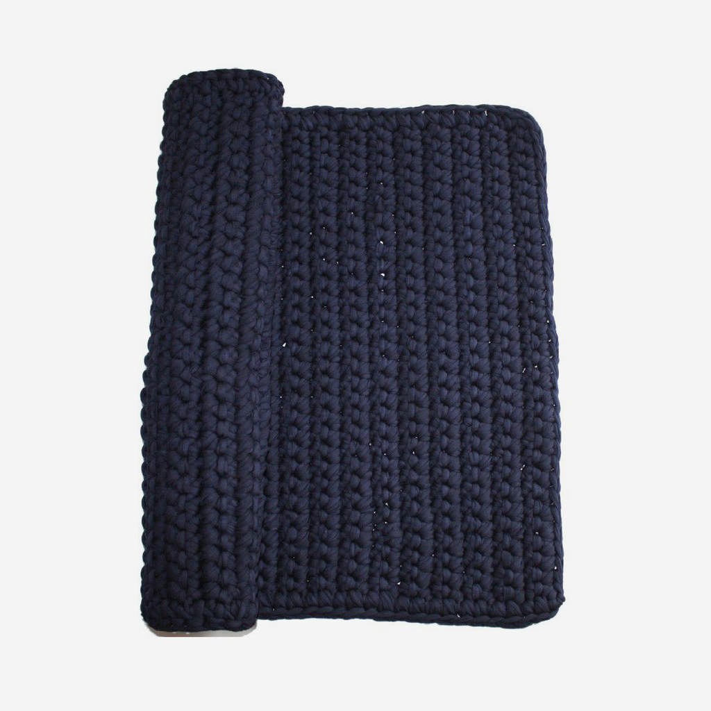 Cotton Crochet Bathmat - Navy