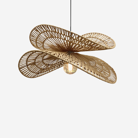 Rattan Double Flutter Pendant - Natural