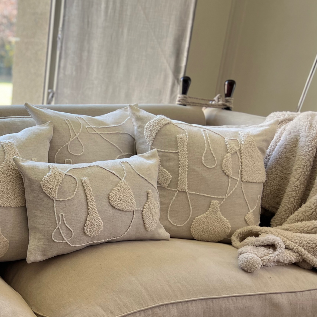Punch Needle Scatter Cushion - Vessel Pattern 1 Natural