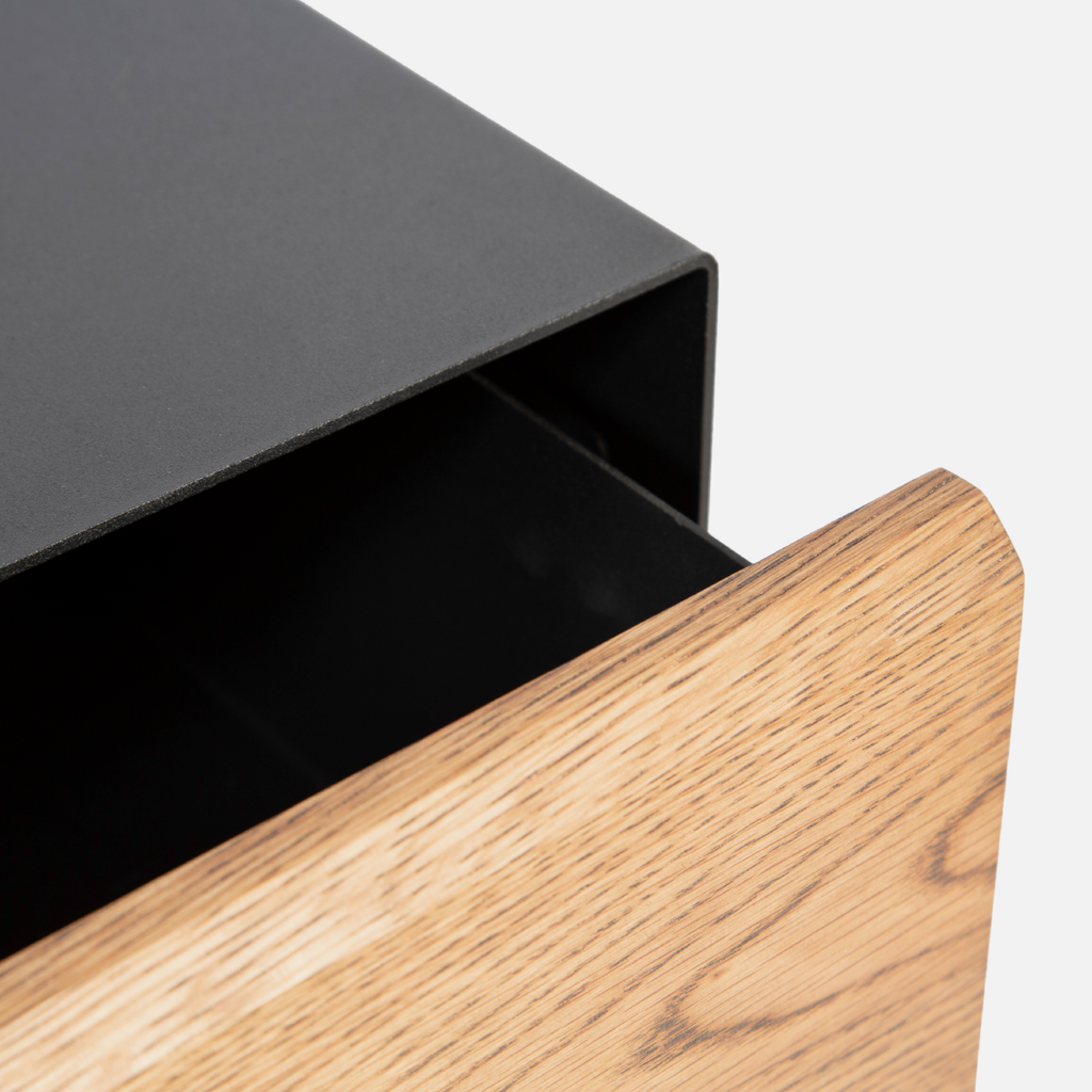 Oslo Steel Floating Bedside Table - Dark Oak