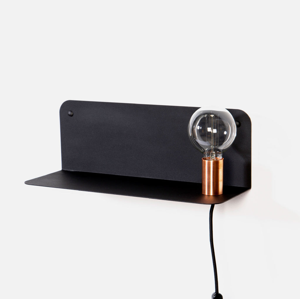 Steel Ledge Shelf With Lamp
