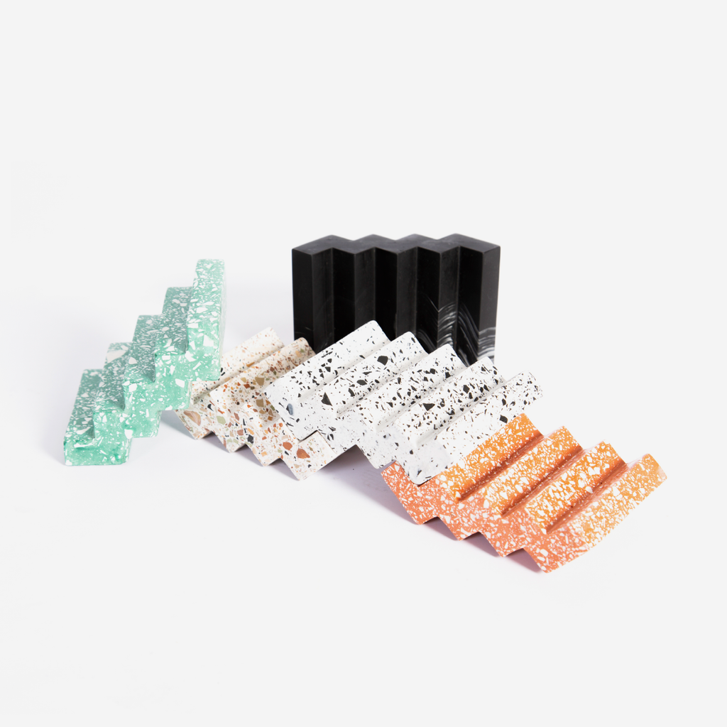 Zig Zag Soap Dish - Black & White Marble