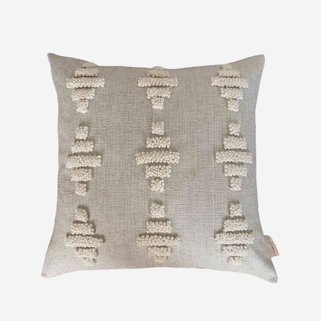 Punch Needle Scatter Cushion - Zulu Pattern 1 on Oatmeal