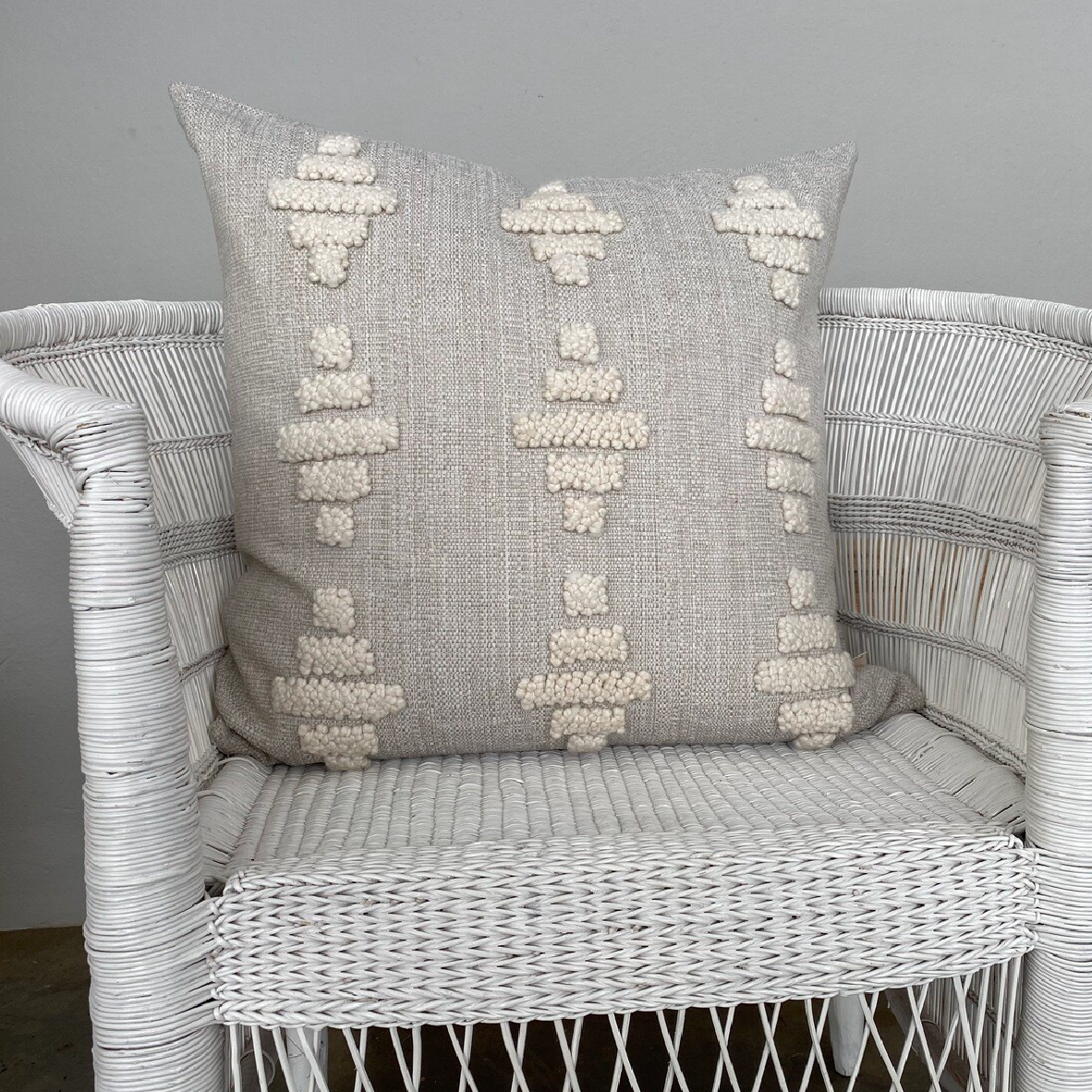 Punch Needle Scatter Cushion - Zulu Pattern 1 on Oatmeal