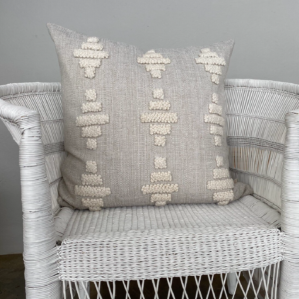 Punch Needle Scatter Cushion - Zulu Pattern 1 on Oatmeal
