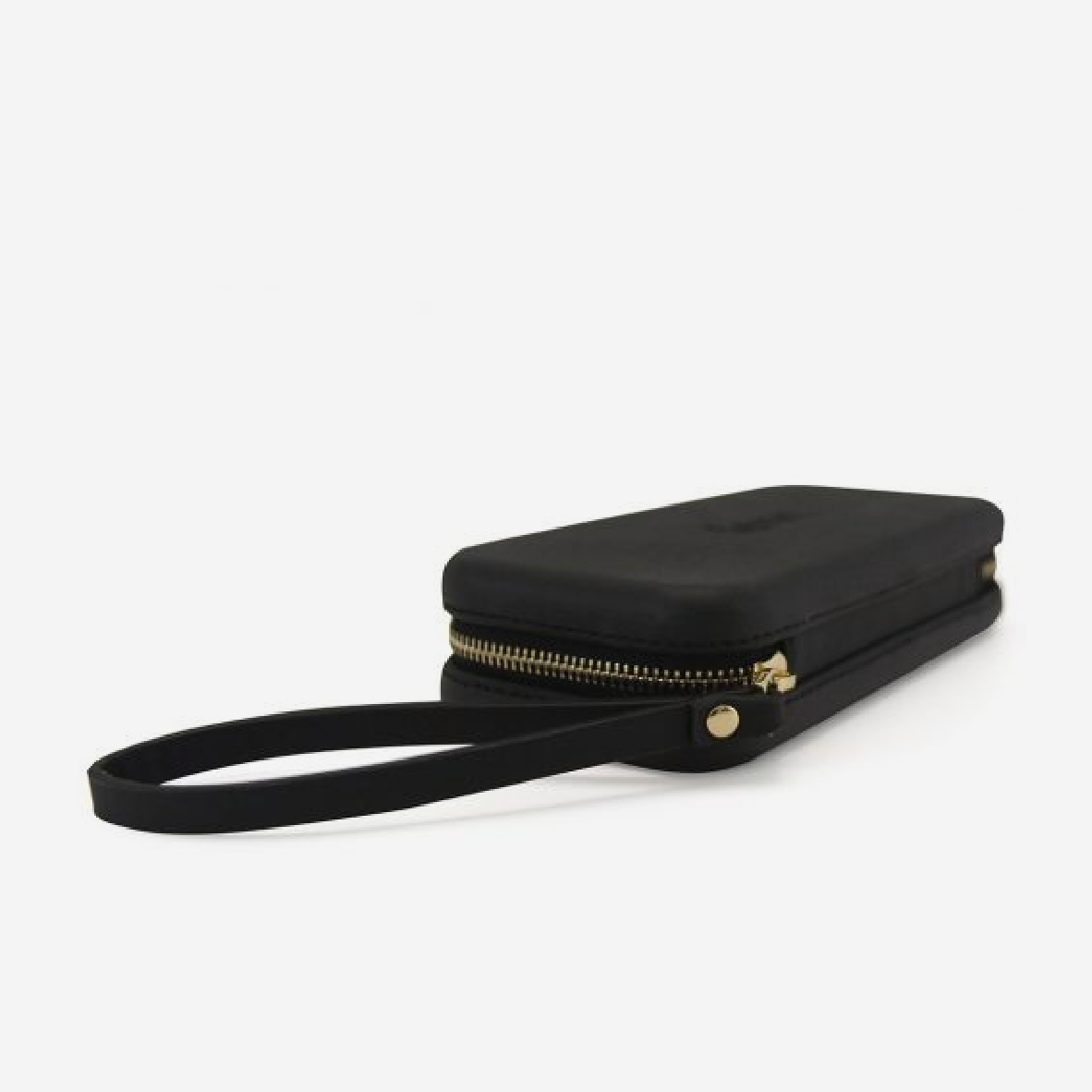 Original Wallet With Strap & Gold Zip - Black