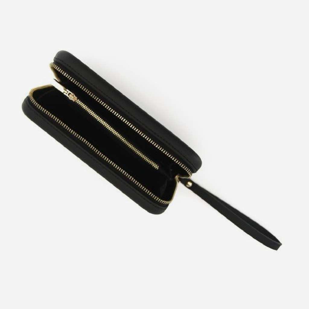 Original Wallet With Strap & Gold Zip - Black
