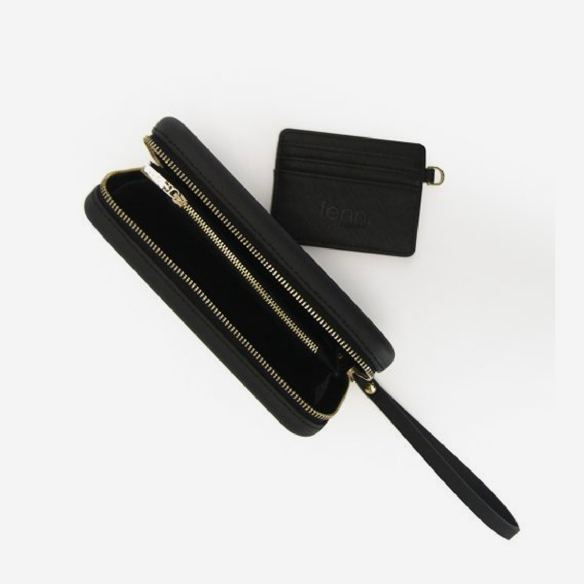 Original Wallet With Strap & Gold Zip - Black