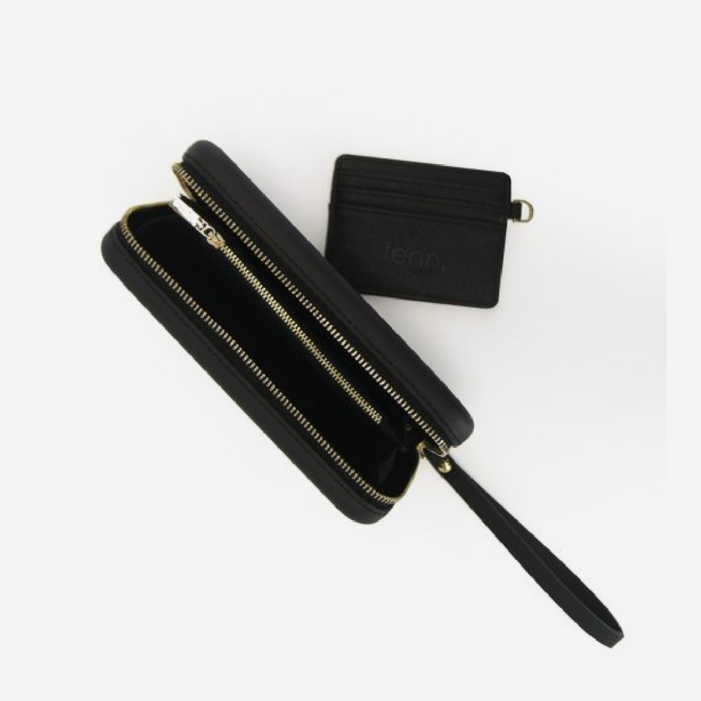 Original Wallet With Strap & Gold Zip - Black