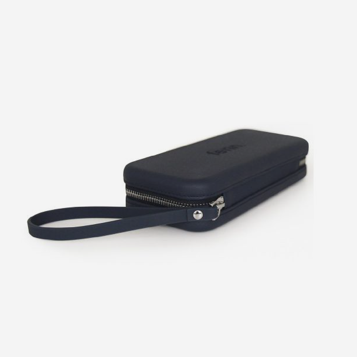 Original Wallet With Strap & Silver Zip - Navy