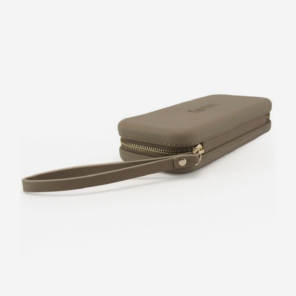 Original Wallet With Strap & Gold Zip - Stone