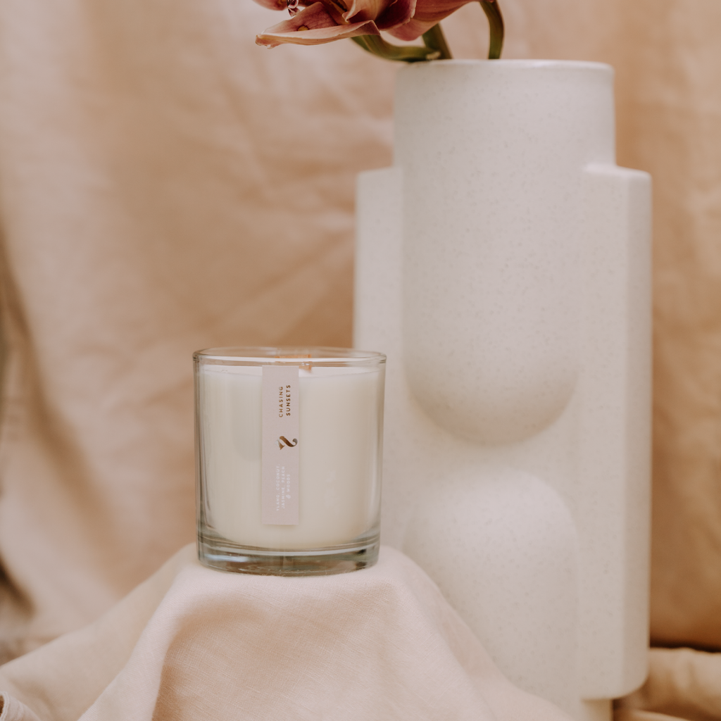 Glass Wood Wick Candle - Chasing Sunsets
