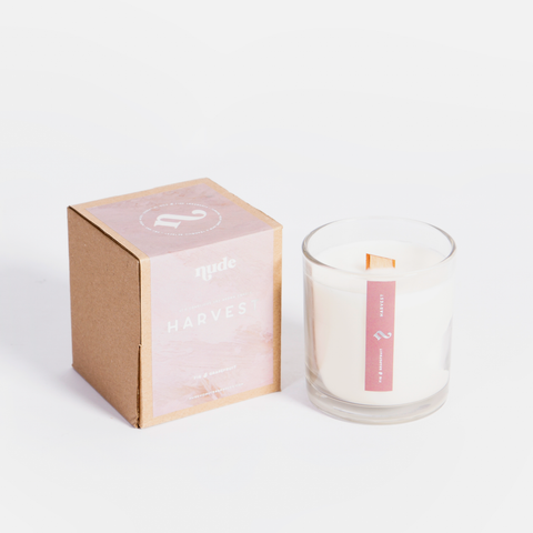 Glass Wood Wick Candle - Harvest