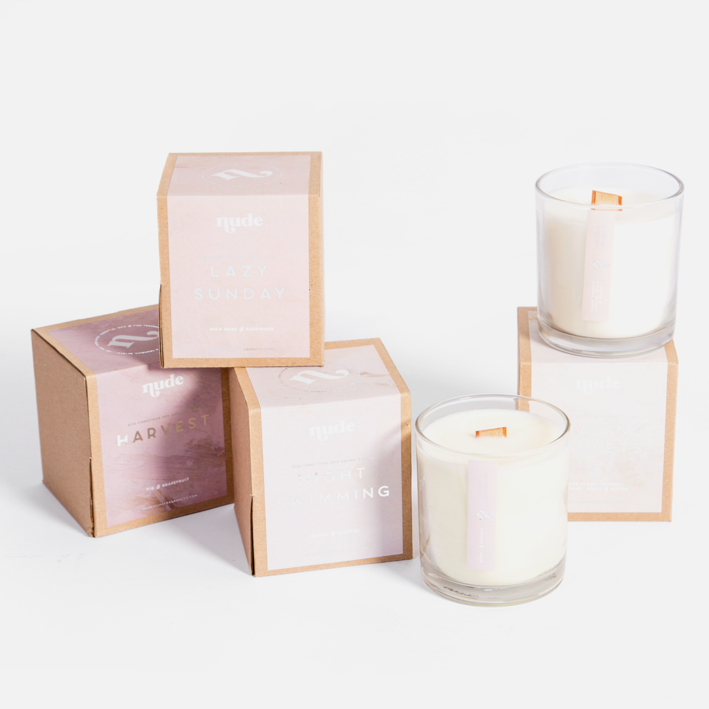 Glass Wood Wick Candle - Harvest