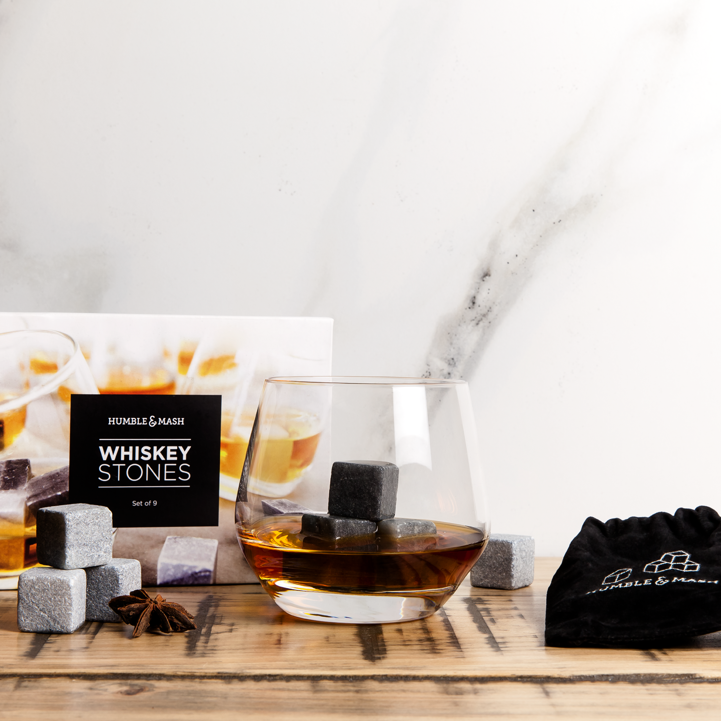 Humble & Mash Whiskey and Drink Stones - Set of 9
