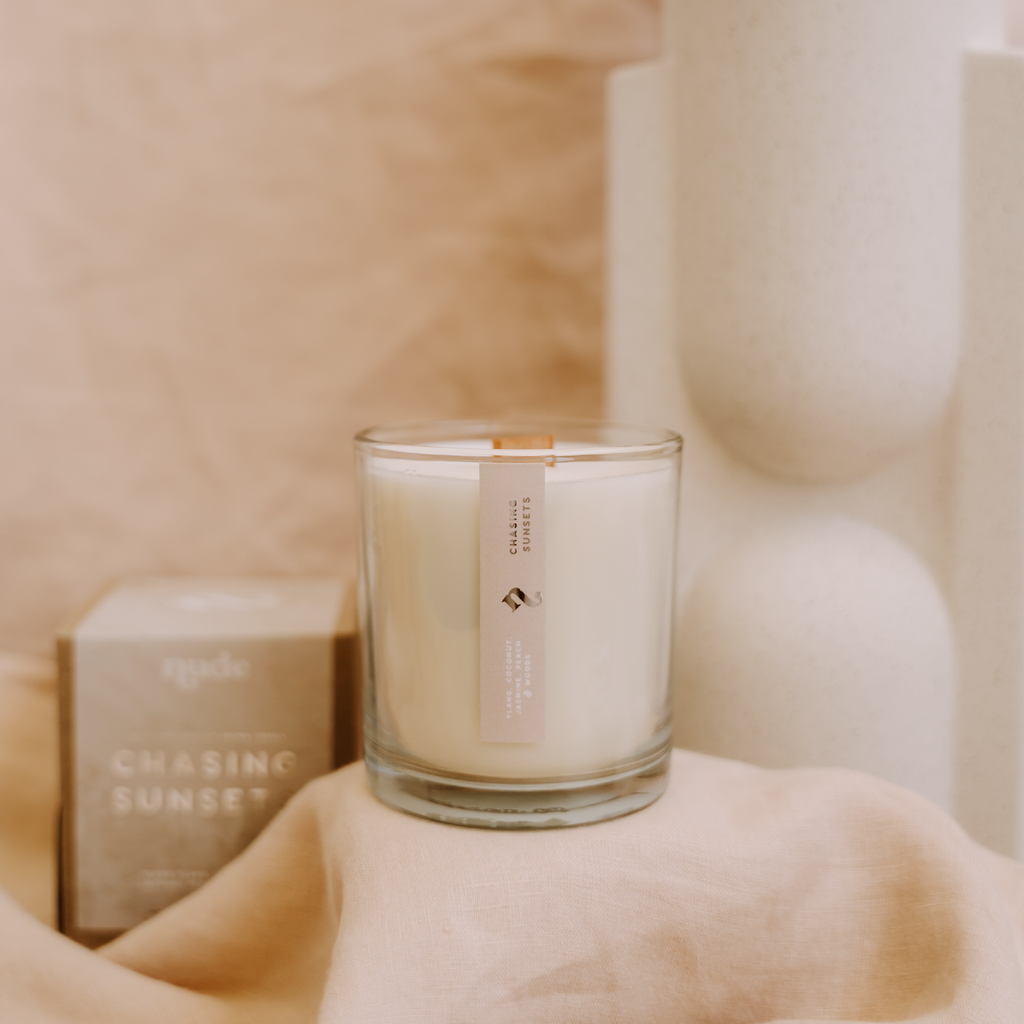 Glass Wood Wick Candle - Chasing Sunsets